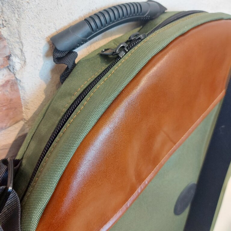 funkz custom made frame drum bag green cordura leather ykk zipper